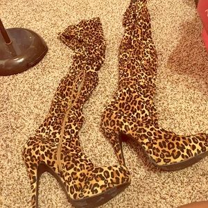 Leopard Knee high boots